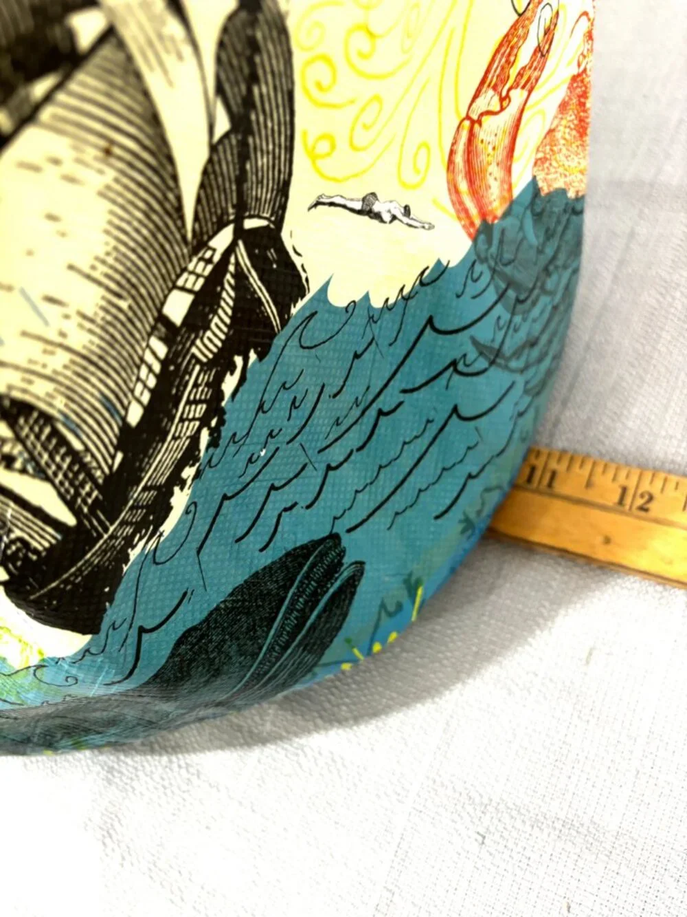 Vintage Trader Joe’s Sailing Ship & Rooster Barrel Shopping Bag EUC